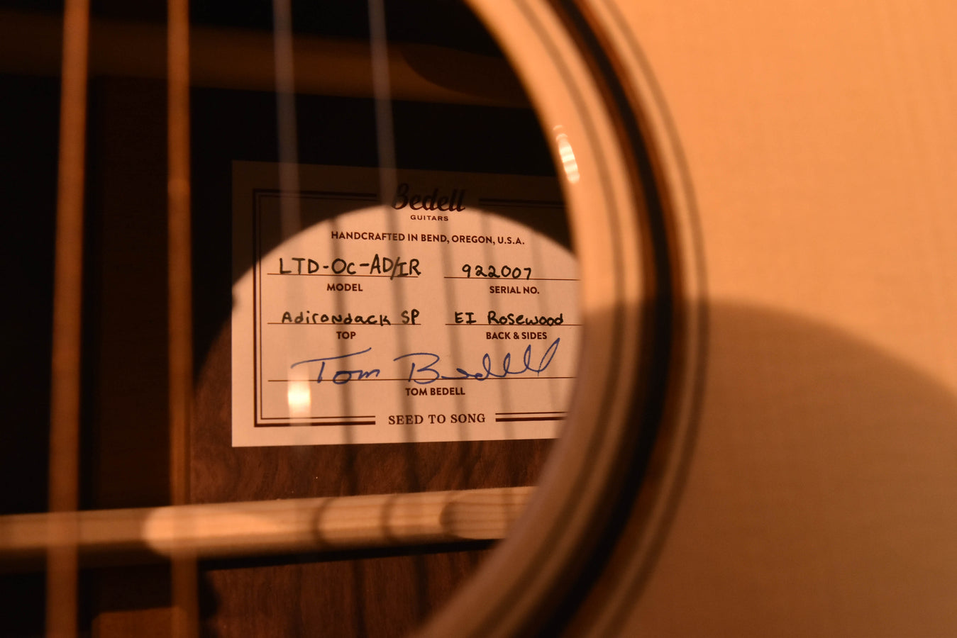 Bedell Limited Edition Orchestra Model Cutaway Acoustic Guitar-Adirondack and Figured Rosewood