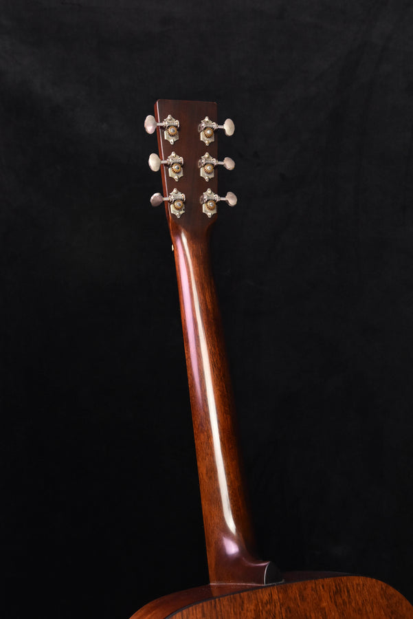 Amber Burst guitar neck and headstock with tuning pegs, aged 1937 style