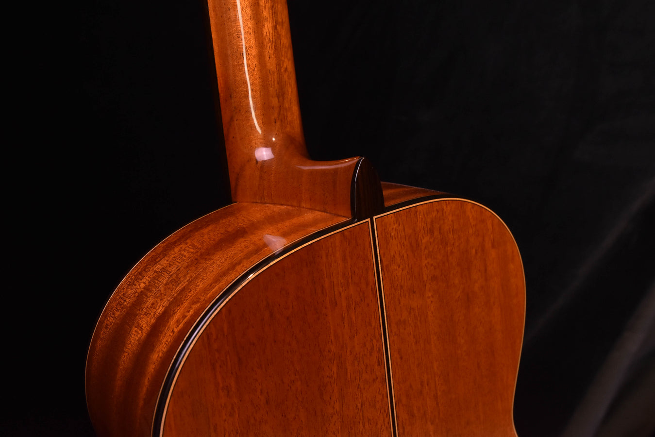 Classical guitar neck and upper bout, glossy cedar top with binding