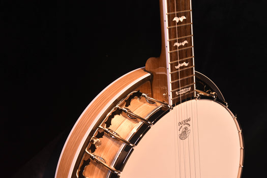 deering white lotus five string banjo