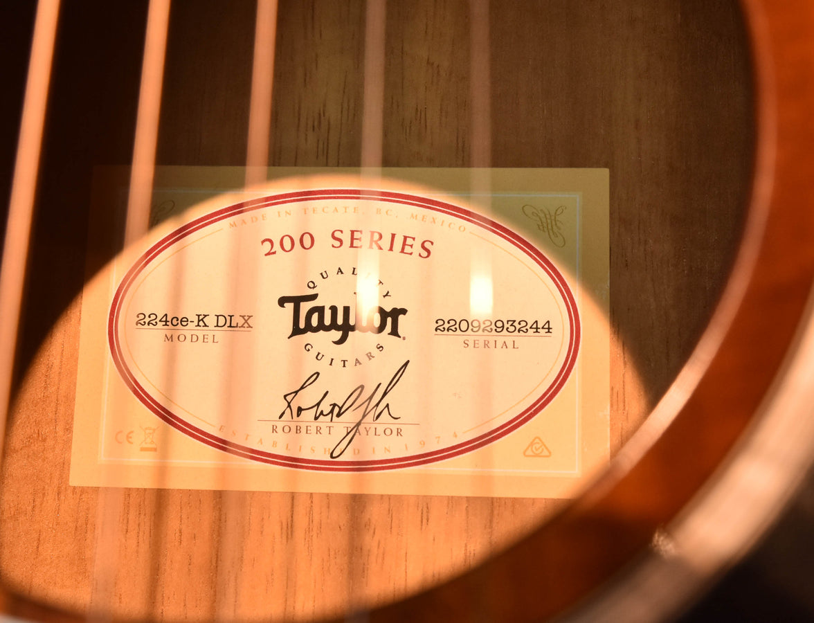 Taylor 224CE-K DLX Acoustic Cutaway Guitar- FACTORY DEMO