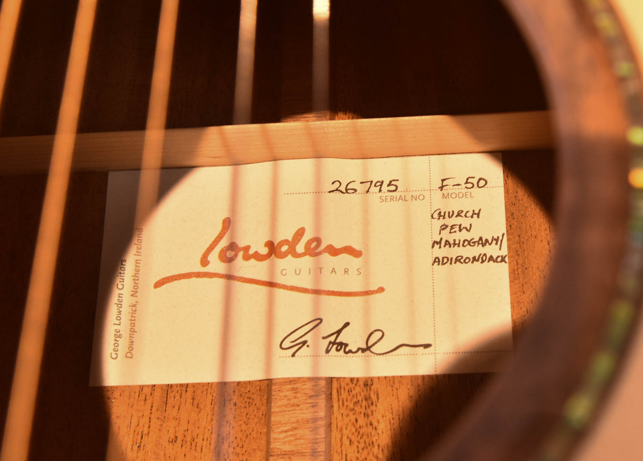 Lowden F-50 Church Pew Mahogany and Adirondack Spruce top Acoustic Guitar