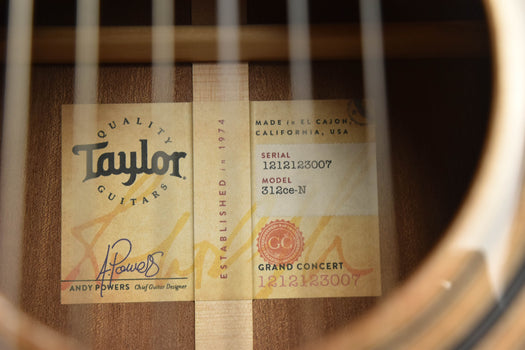 taylor 312ce-n nylon string crossover acoustic guitar