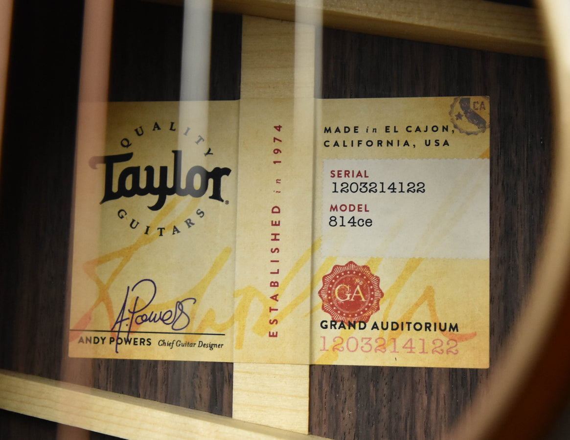 Taylor 814CE TSB Tobacco Sunburst Acoustic Guitar with Arm Bevel