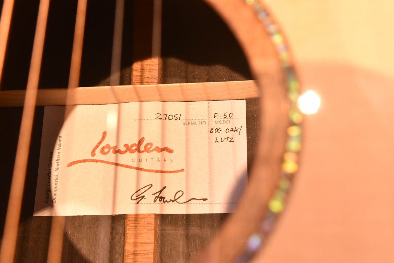 Lowden F-50 Ancient Bog Oak and Lutz Spruce Acoustic Guitar