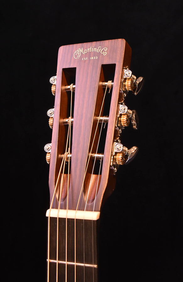 Martin headstock with tuning machines and logo, front view