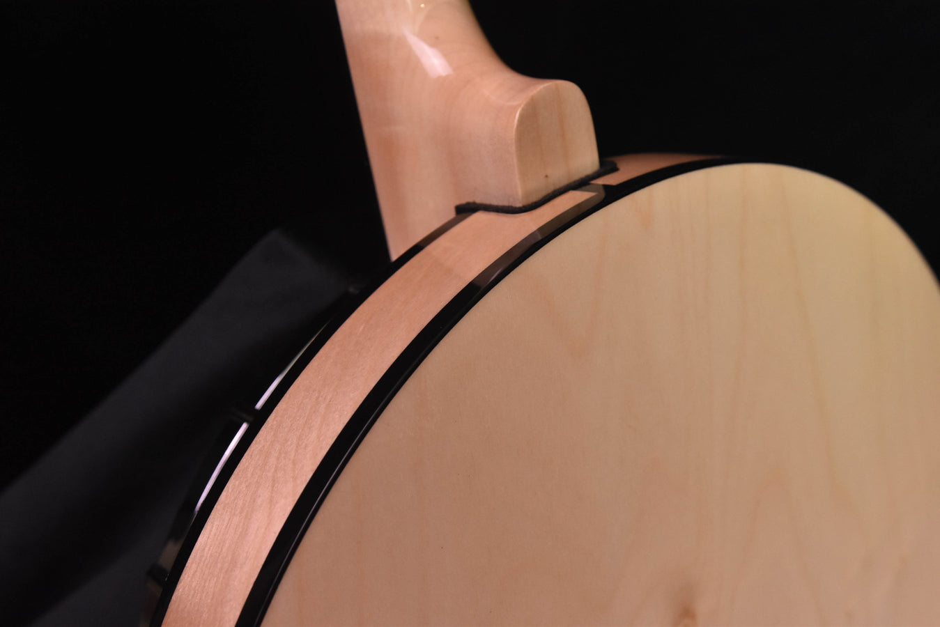 Gold Tone Irish tenor banjo neck and headstock, natural wood with black binding