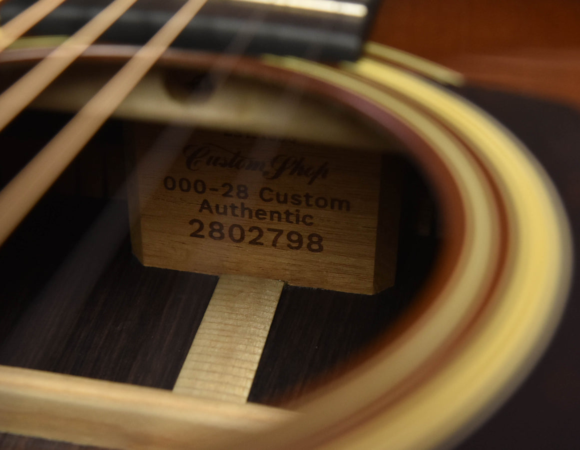 Custom Shop label inside soundhole: 000-28 Authentic 1937, serial text