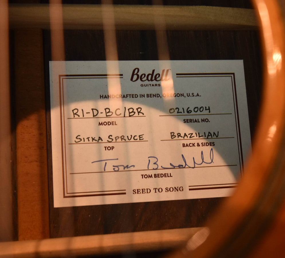 Bedell Rio Dreadnought- Brazilian Rosewood and Bear Claw Sitka Spruce Guitar