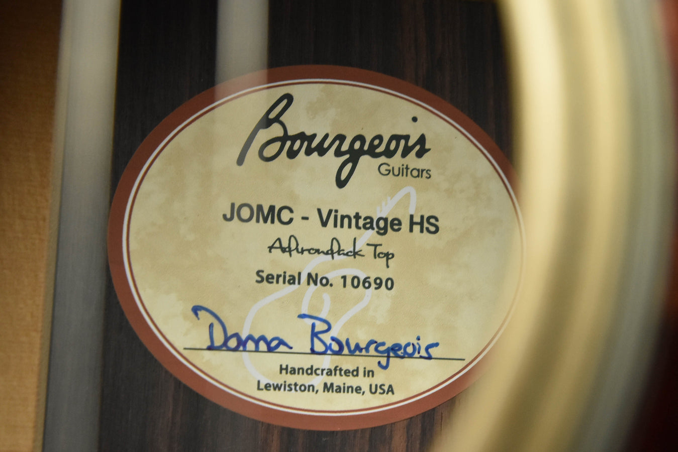 Bourgeois JOMC Vintage Series Acoustic Guitar- Adirondack Spruce top.