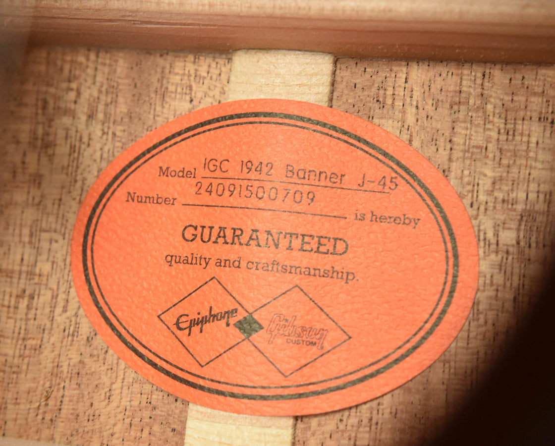 Epiphone 1942 Banner J-45 Vintage Sunburst with Hardshell Case