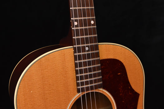 used 1959 j-50 acoustic guitar, neck and upper bout with rosette and pickguard