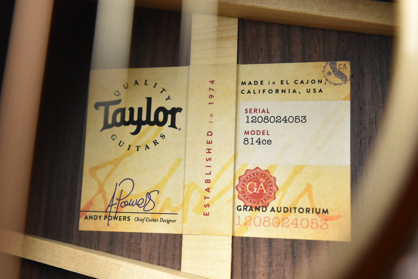 Taylor 814CE TSB Tobacco Sunburst Acoustic Guitar with Arm Bevel