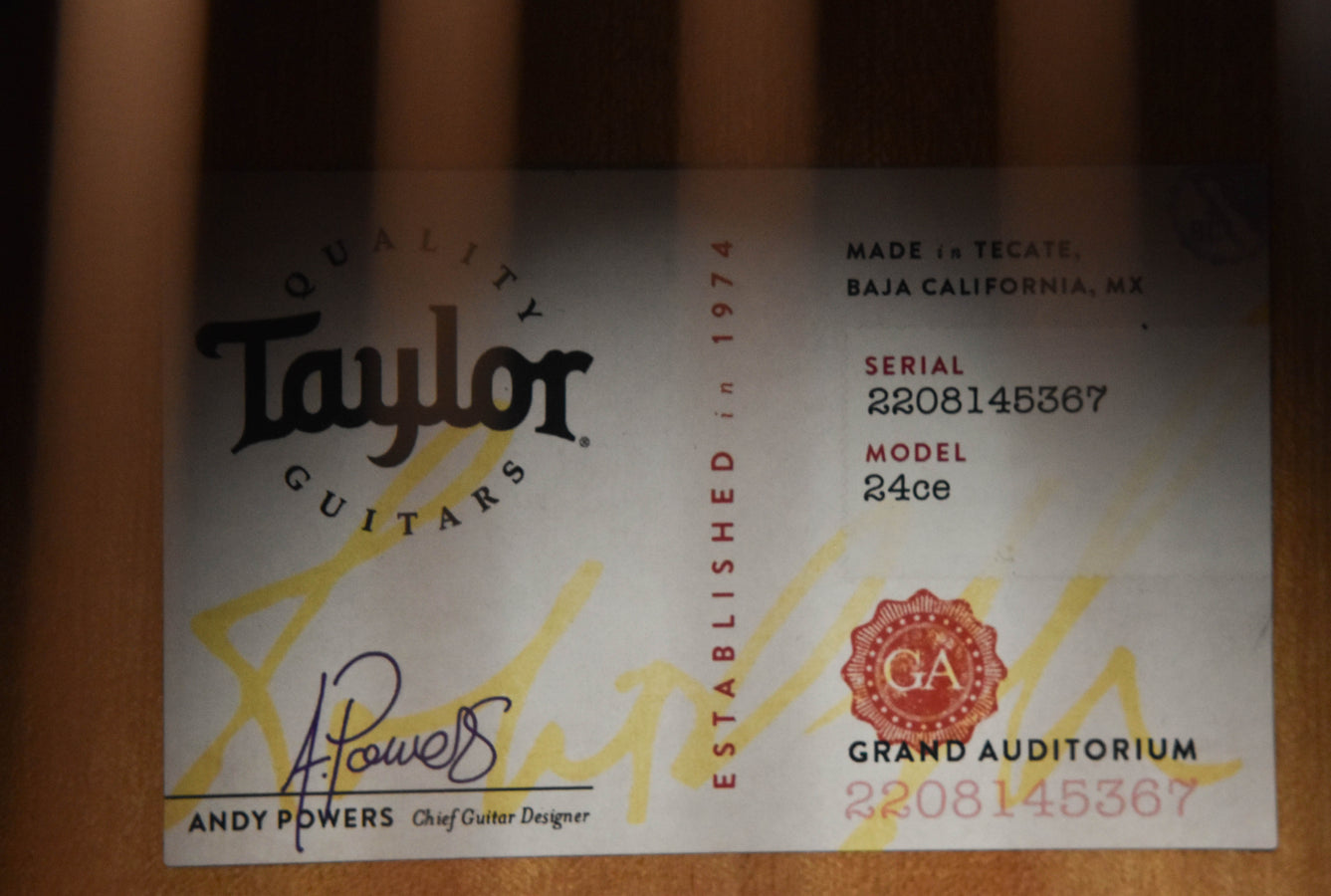 Taylor 24CE Sapele/ Mahogany Acoustic Guitar