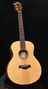 taylor gs mini-e ltd acoustic guitar, natural koa top and soundhole rosette