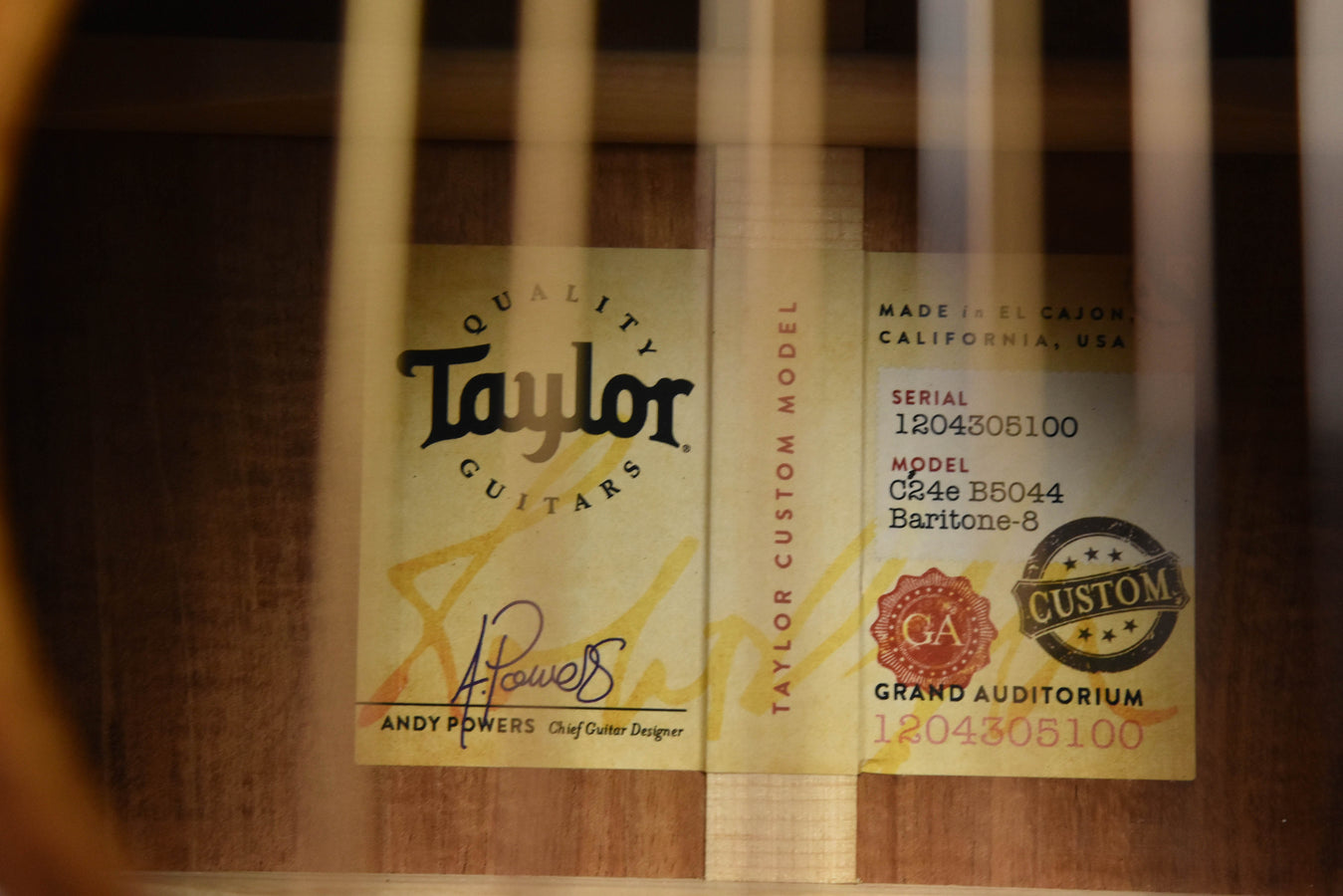 Taylor Custom Shop GA Baritone-8 All Tasmanian Blackwood Acoustic Guitar