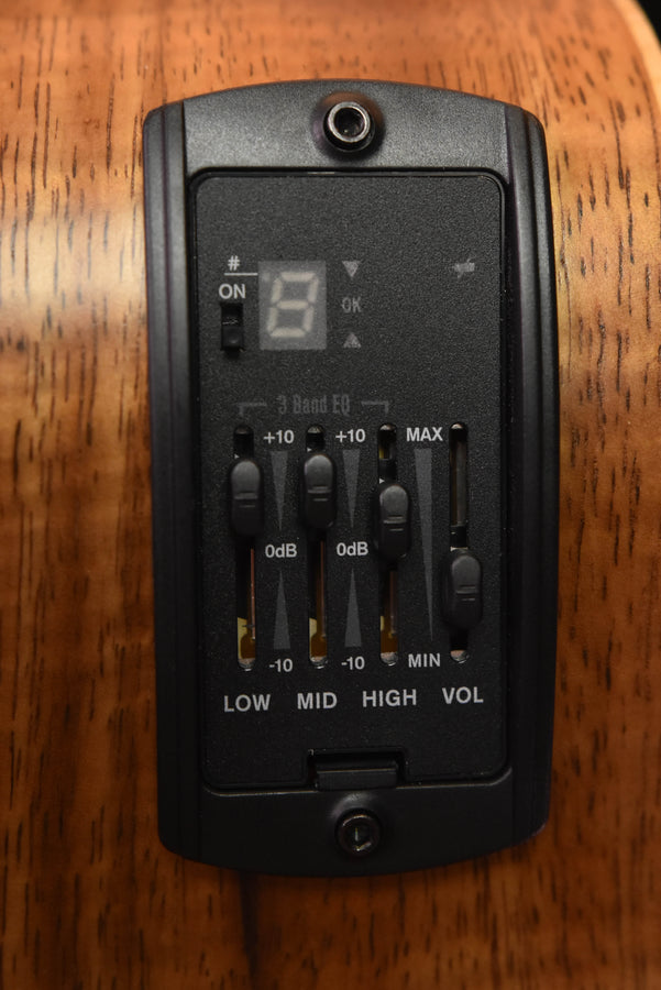 Undersaddle EQ control panel with volume and low/mid/high knobs
