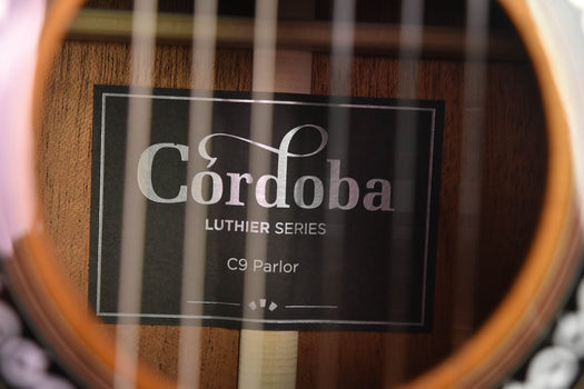 cordoba c9 parlor cedar top classical guitar with case
