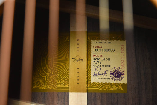 gold label 717e serial/model label on neck block with gp seal