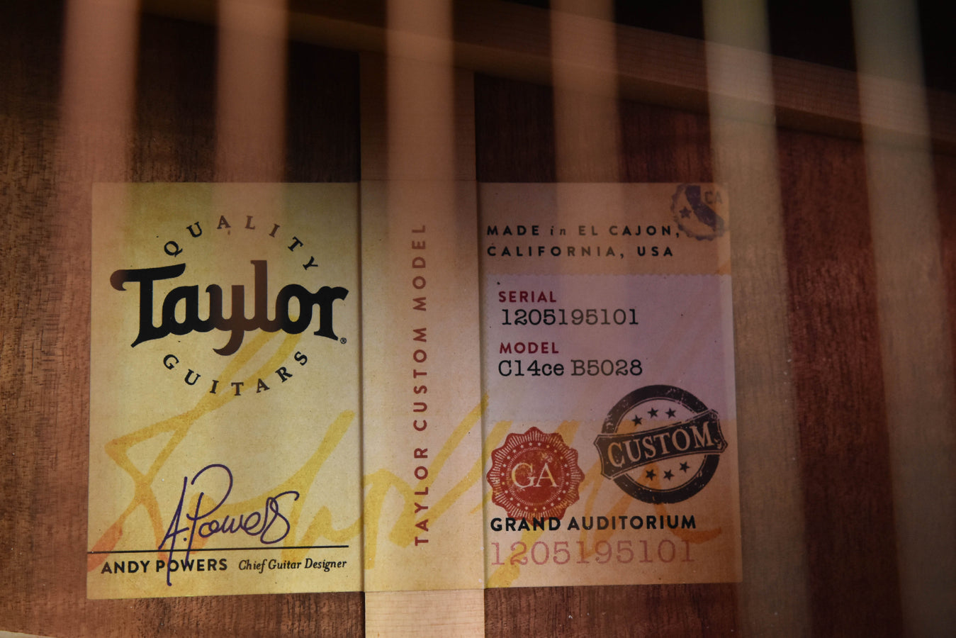 Taylor Custom Shop C14Ce Custom GA Cedar and Koa Acoustic Guitar