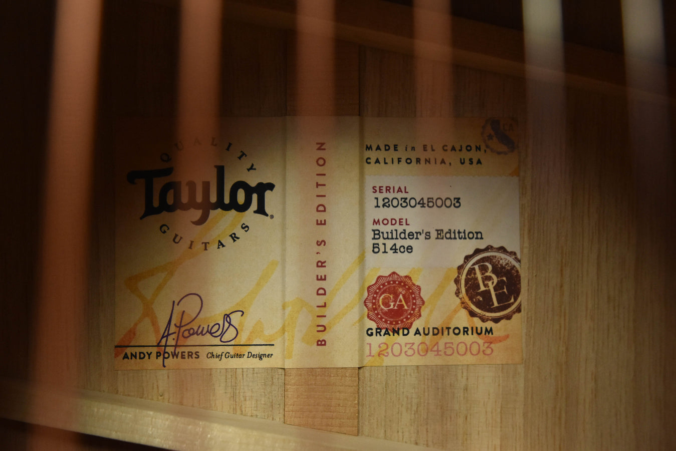 Taylor Builder's Edition 514CE Natural Acoustic Guitar