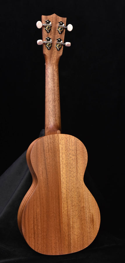 Concert ukulele neck and body back in all-koa wood grain
