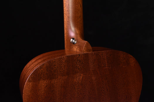 satin all-mahogany acoustic guitar neck joint and upper back