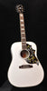 Alpine White Gloss acoustic guitar, hummingbird pickguard and round sound hole