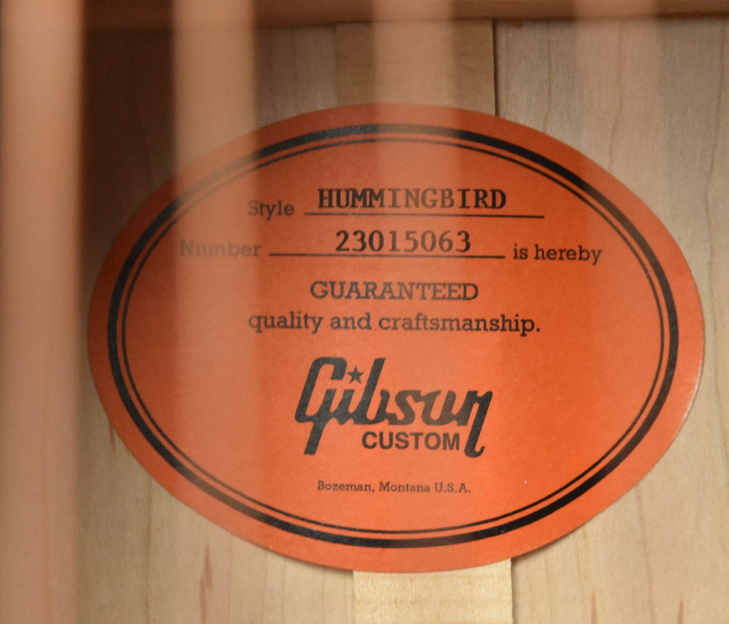 Custom Shop label: Style Hummingbird and number 23015063