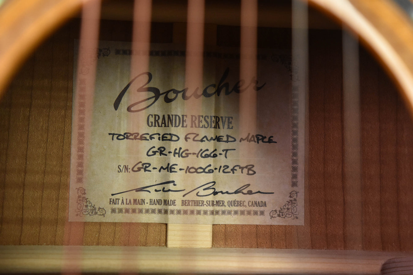 USED Boucher Grand Reserve 000 12 Fret Slot Head Acoustic Guitar GR-HG-166-T Torrefied Flamed Maple, Torrefied Adirondack Spruce Top