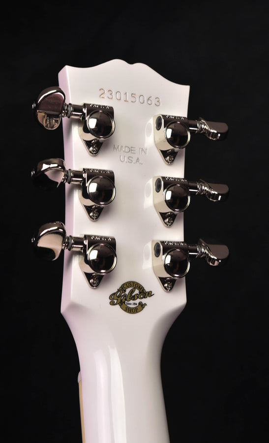 Alpine White headstock with tuning machines, serial 23015063, and Made in USA