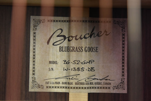 boucher bluegrass goose dreadnought bg-52-gmp adirondack spruce and indian rosewood acoustic guitar