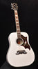 Alpine White glossy acoustic-electric guitar with floral vine pickguard