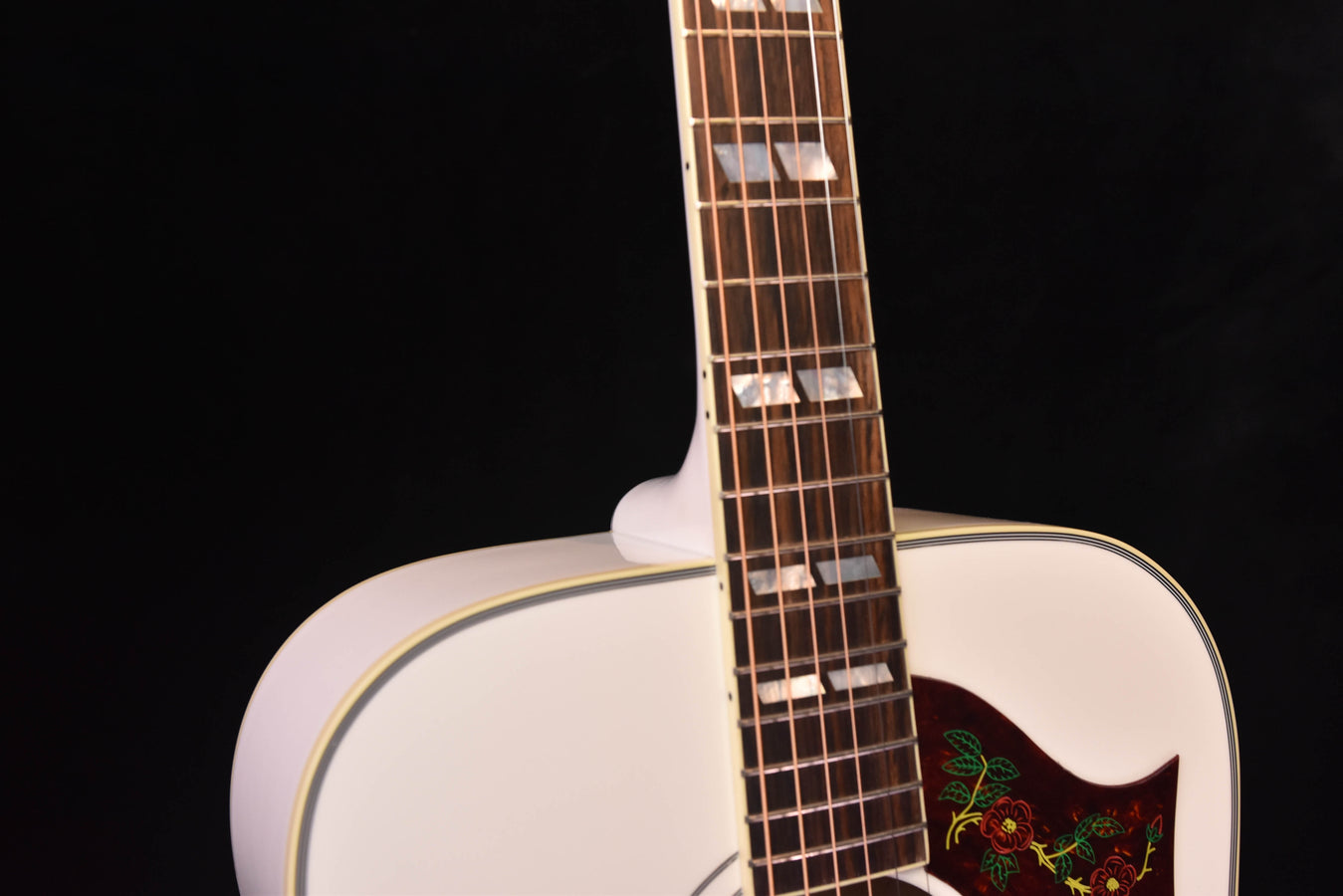 Alpine White glossy acoustic-electric guitar neck and fretted fingerboard