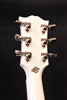 Alpine White headstock back with six chrome tuning machines and logo badge