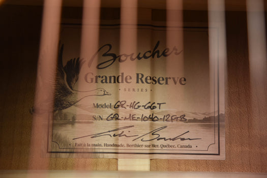 boucher grand reserve 000 12 fret slot head acoustic guitar gr-me-1040-12ftb torrefied flamed maple, torrefied adirondack spruce top