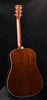 Retro Plus acoustic guitar back view in dark stained wood with white binding