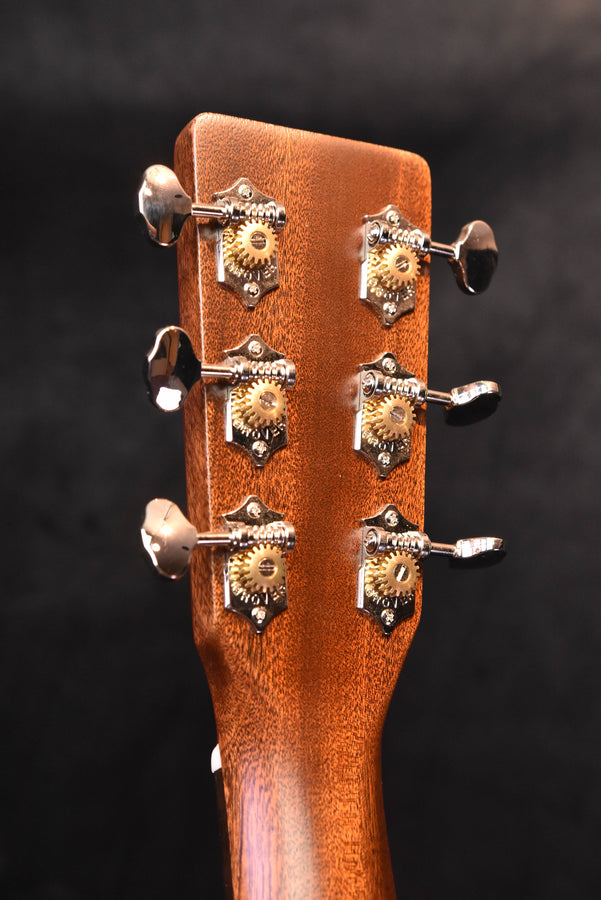 Martin DE Retro Plus Grenadillo acoustic guitar headstock with tuning pegs