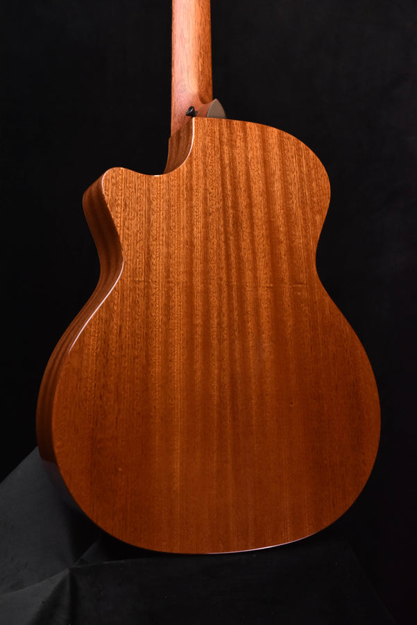 Honeyburst 12-string acoustic guitar back panel, close-up view