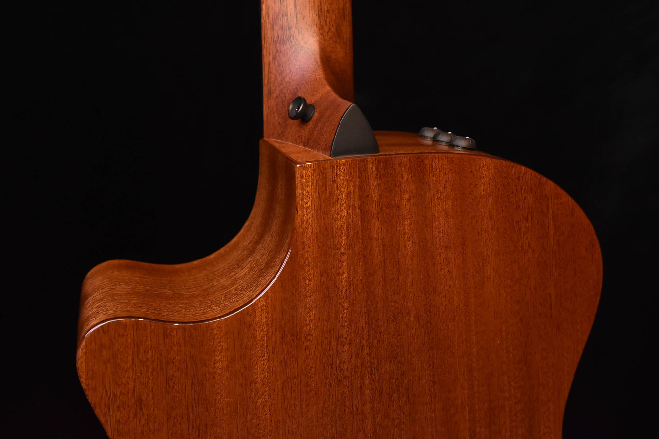 Honeyburst 12-string acoustic guitar neck joint and shoulder detail