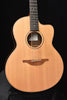 Used Lowden 32SE front view guitar with natural top and decorative rosette