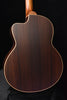 Used Lowden 32SE guitar body from angle with dark wood finish and cream binding