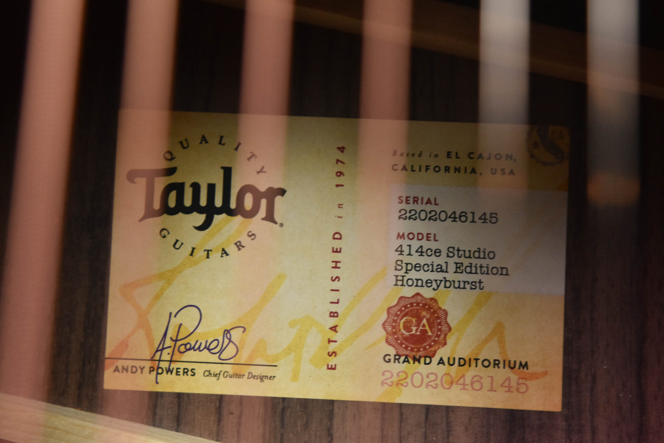 Taylor 414CE Studio Special Edition Honeyburst Acoustic Electric Guitar