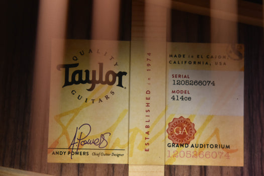 taylor guitar case label with serial and model information stickers