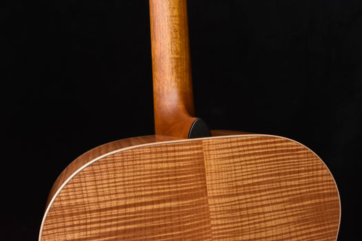 acoustic guitar upper back and neck joint with visible wood grain