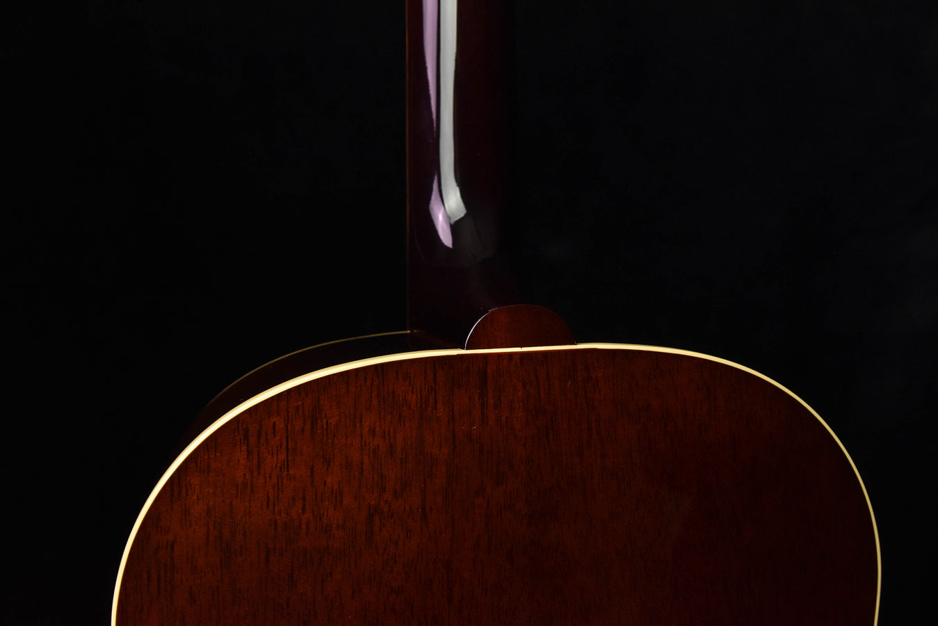 J-45 acoustic guitar upper back with wood grain and cream binding
