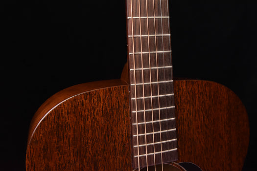 martin acoustic guitar neck with fretboard and visible strings