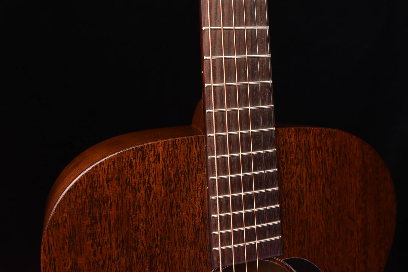 Martin acoustic guitar neck with fretboard and visible strings