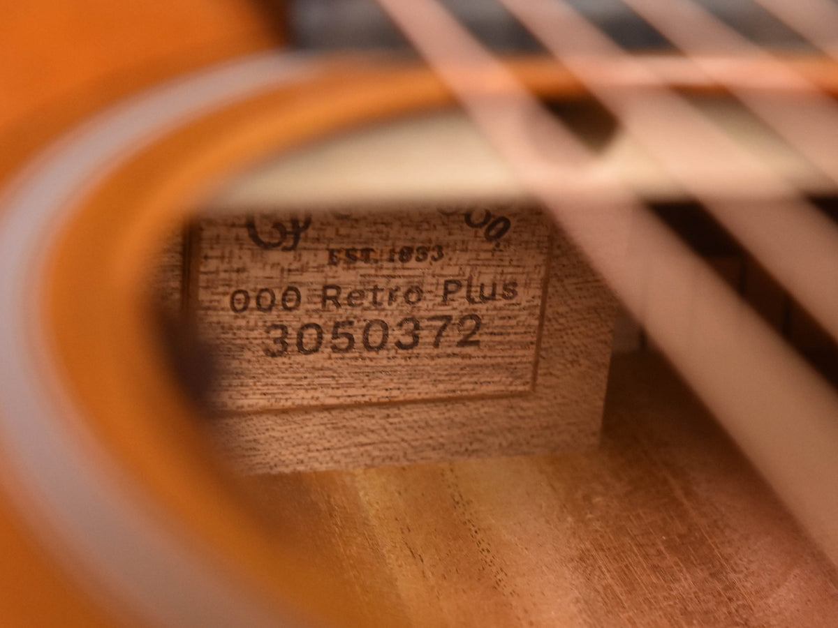 Retro Plus neck block stamp with serial number inside guitar body
