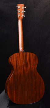 retro plus guitar back view with warm mahogany wood grain and headstock